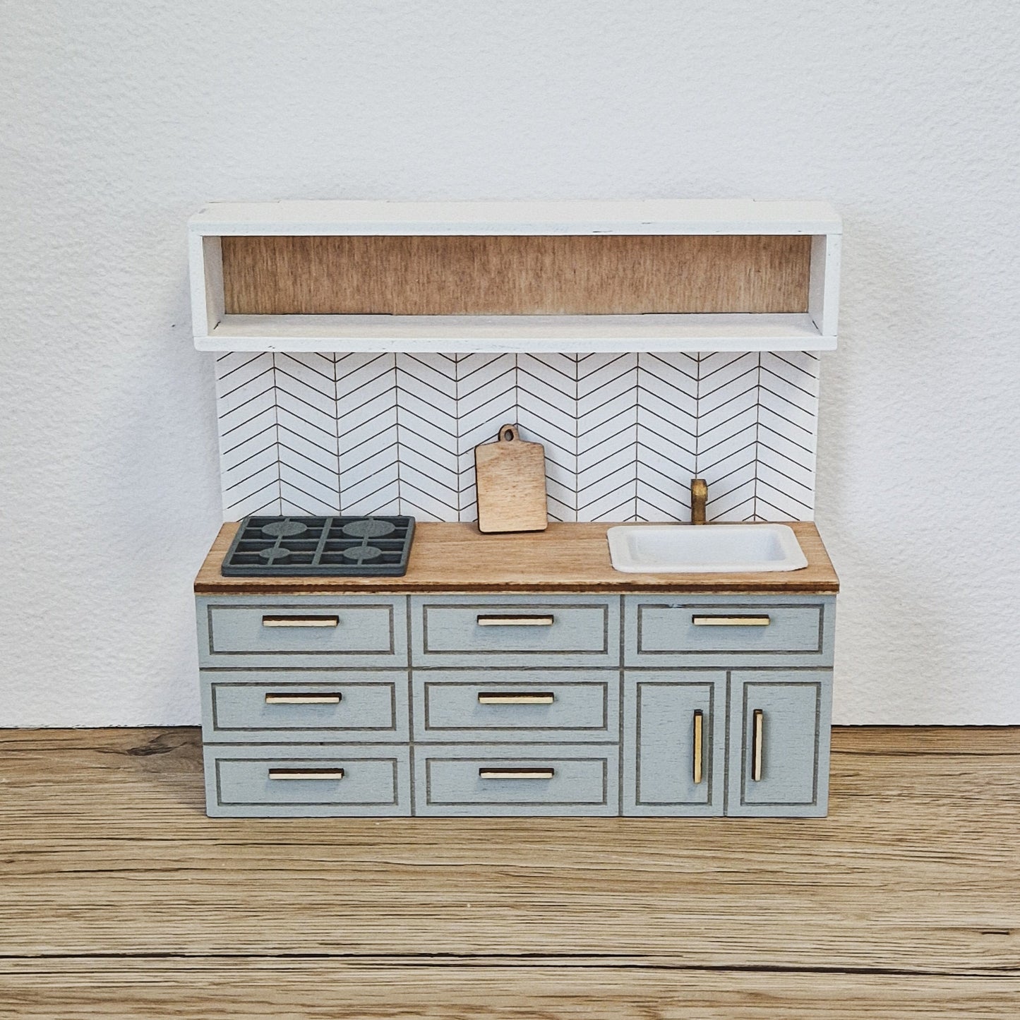 Miniature dollhouse kitchen, Gray, 1:12 scale, miniature furniture (perfect for Ikea dollhouse)