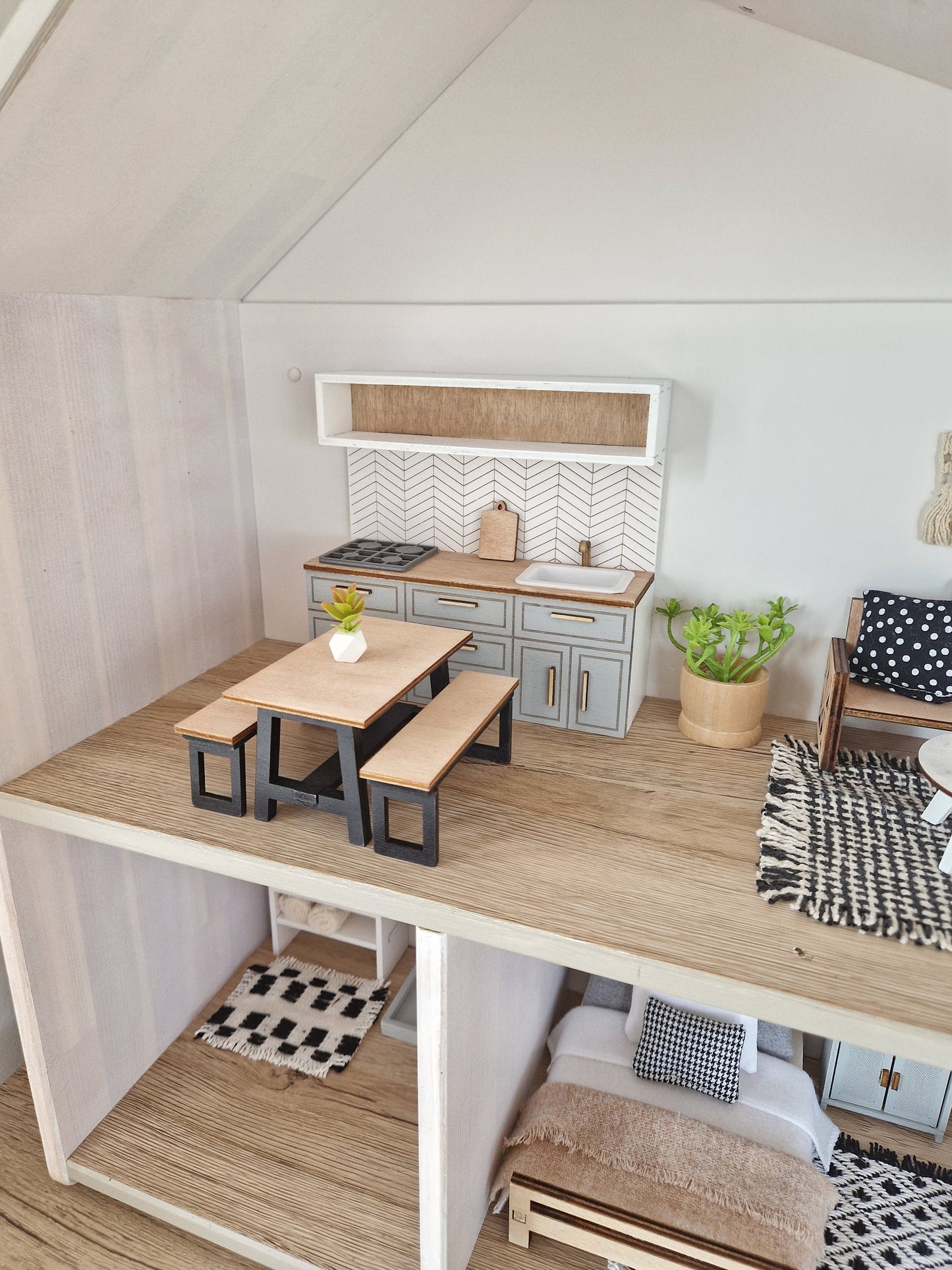 Miniature dollhouse kitchen, Gray, 1:12 scale, miniature furniture (perfect for Ikea dollhouse)