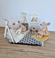 Dolhouse kids room set 1:12 scale, Cozy Fox, miniature furniture bundle, maileg mice (perfect for Ikea dollhouse)