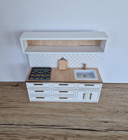 Miniature dollhouse kitchen, White, 1:12 scale, miniature furniture (perfect for Ikea dollhouse)