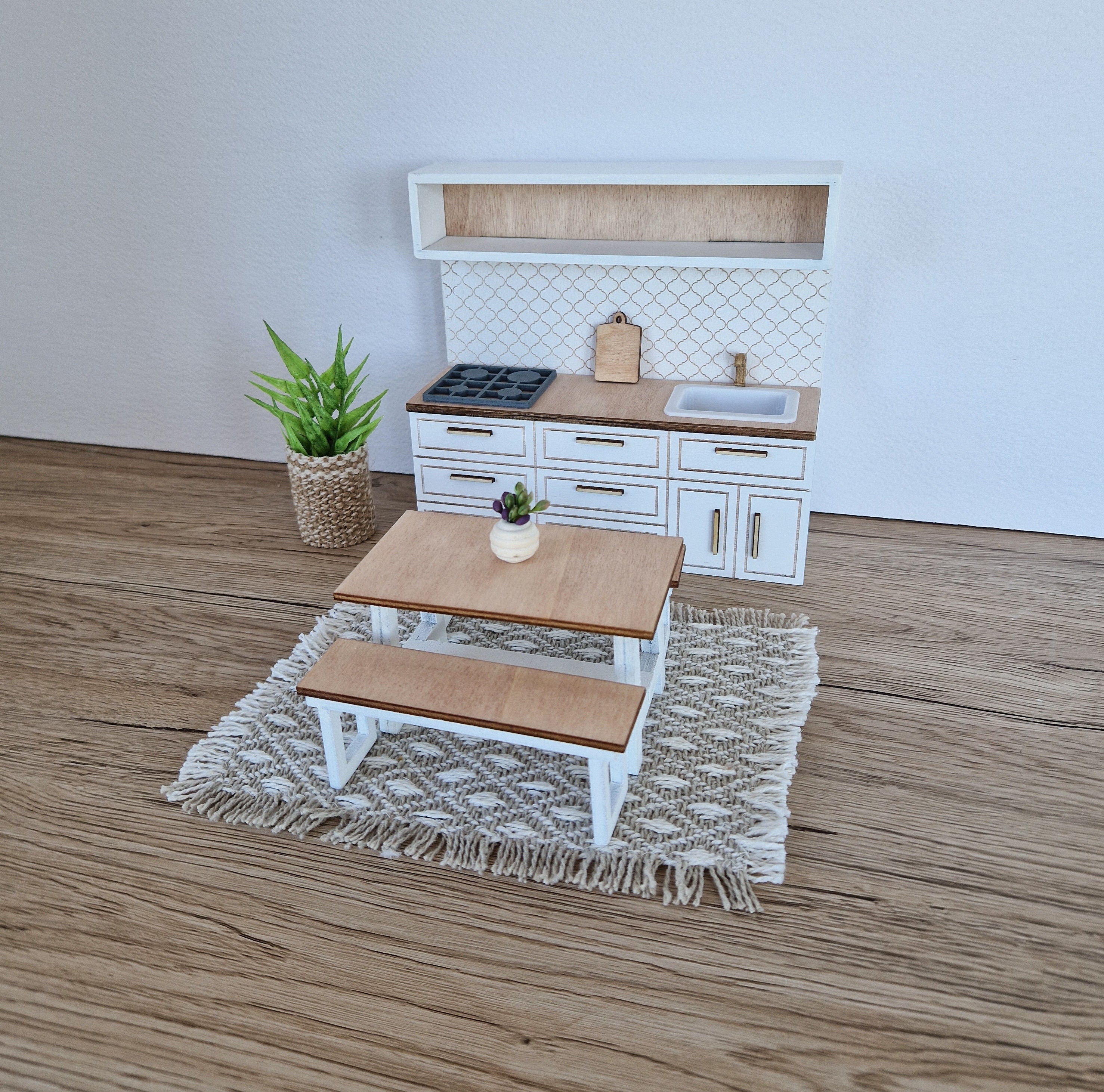 Miniatur-Puppenhausküche, Weiß, Maßstab 1:12, Miniaturmöbel (perfekt für Ikea-Puppenhäuser)