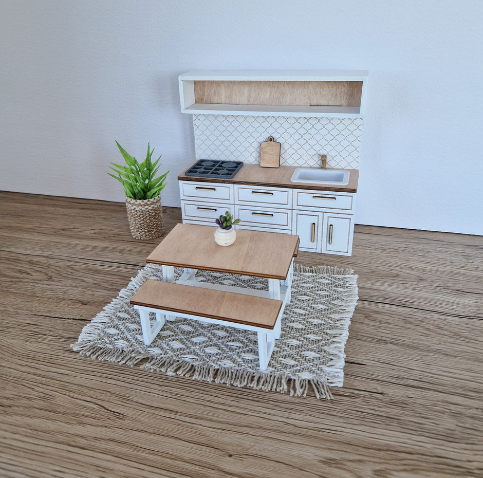 Miniatur-Puppenhausküche, Weiß, Maßstab 1:12, Miniaturmöbel (perfekt für Ikea-Puppenhäuser)