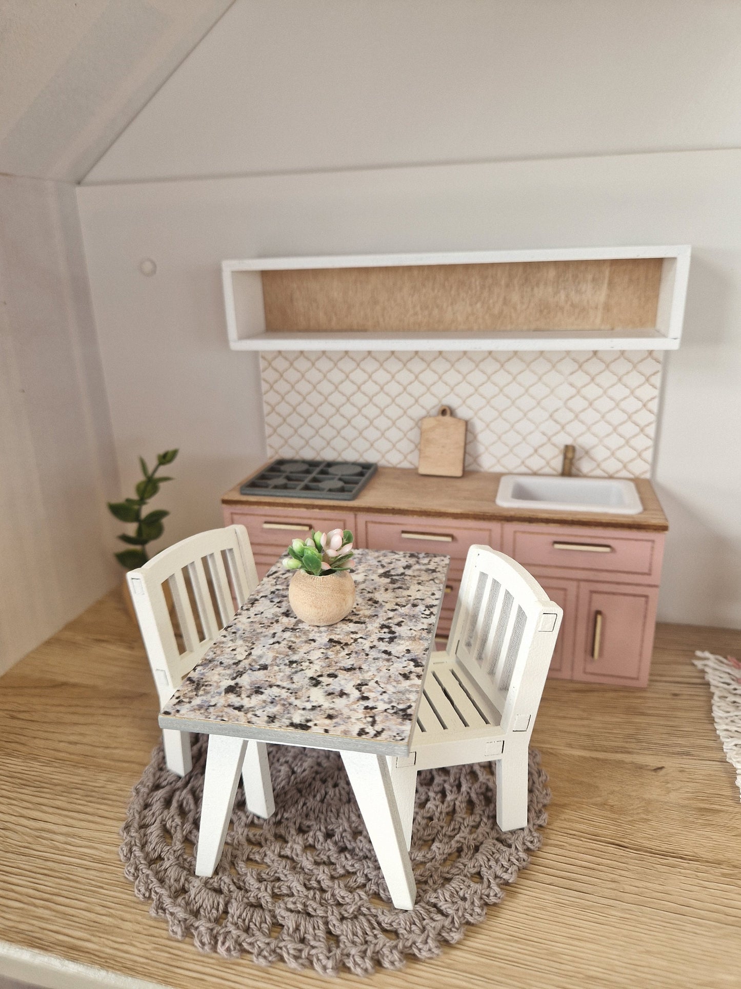 Miniature dollhouse kitchen, 1:12 scale, Blush, miniature furniture (perfect for Ikea dollhouse)