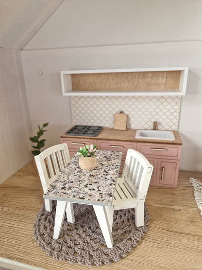 Miniature dollhouse kitchen, 1:12 scale, Blush, miniature furniture (perfect for Ikea dollhouse)