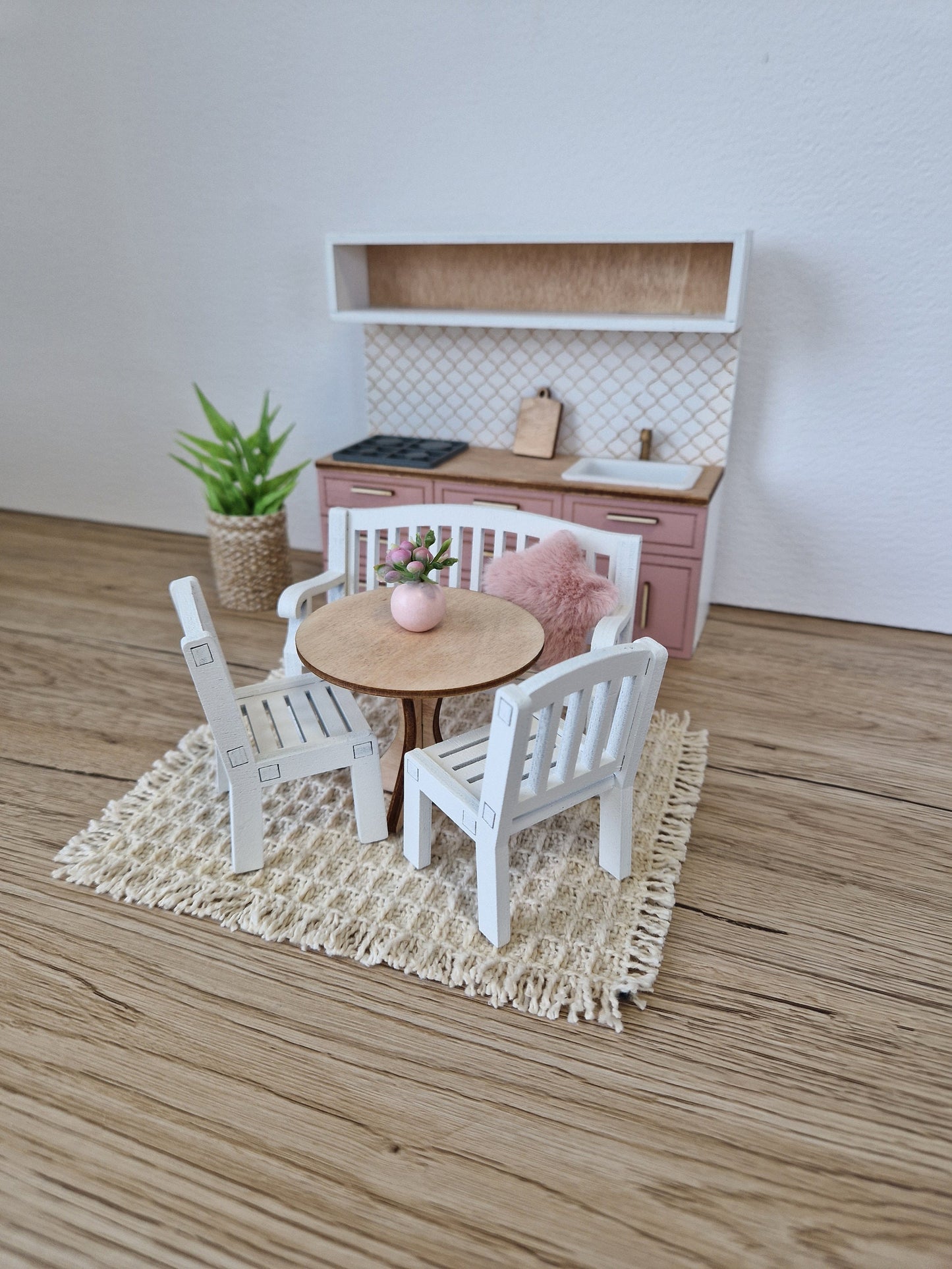 Miniature dollhouse kitchen, 1:12 scale, Blush, miniature furniture (perfect for Ikea dollhouse)