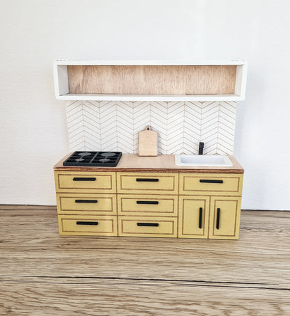 Miniature dollhouse kitchen, Mellow, 1:12 scale, miniature furniture (perfect for Ikea dollhouse)