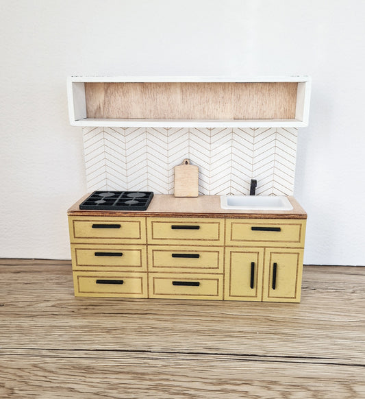 Miniature dollhouse kitchen, Mellow, 1:12 scale, miniature furniture (perfect for Ikea dollhouse)