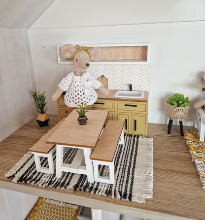 Miniature dollhouse kitchen, Mellow, 1:12 scale, miniature furniture (perfect for Ikea dollhouse)