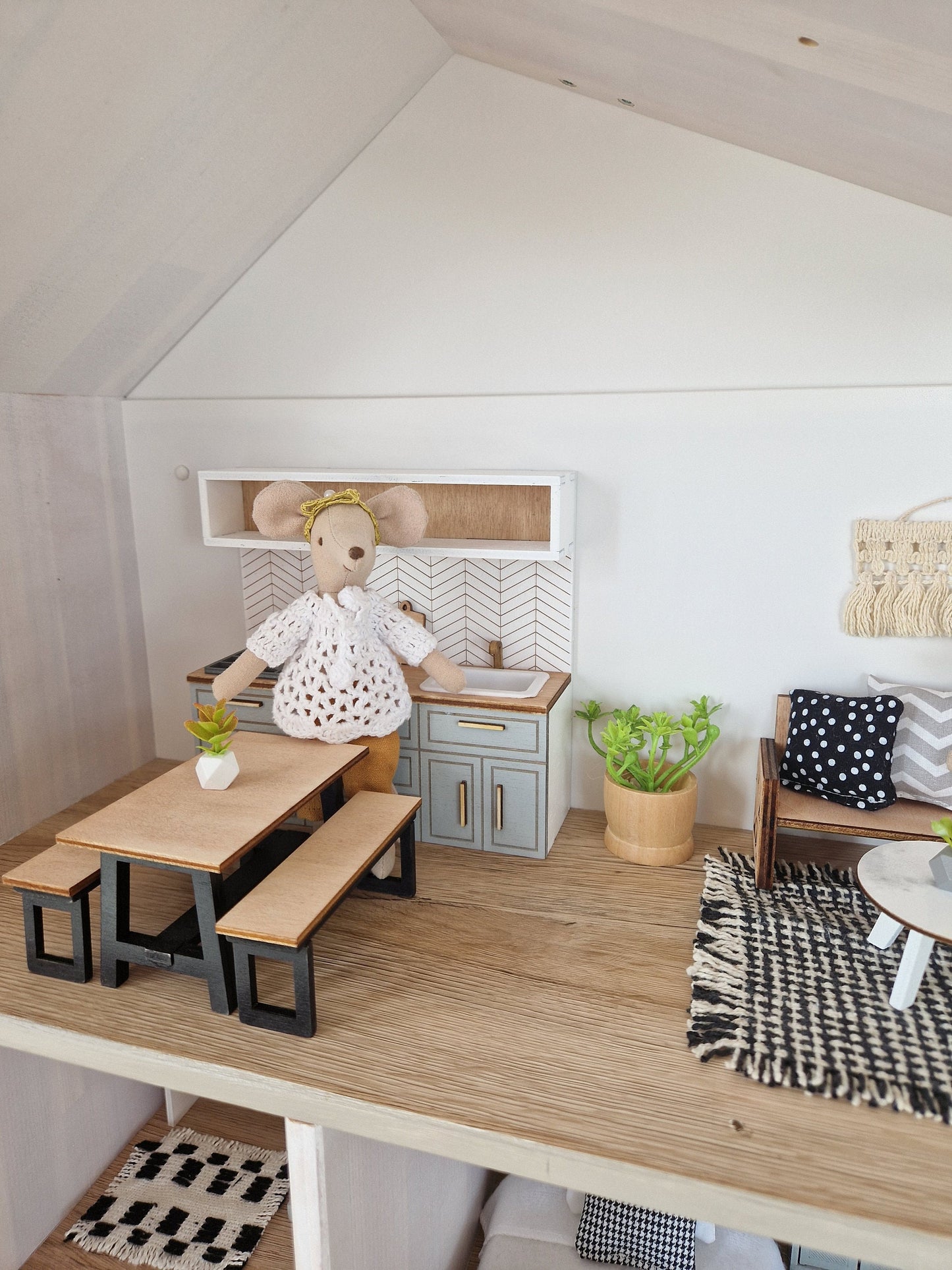 Miniature dollhouse kitchen, Gray, 1:12 scale, miniature furniture (perfect for Ikea dollhouse)
