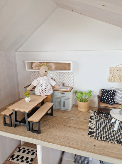 Miniature dollhouse kitchen, Gray, 1:12 scale, miniature furniture (perfect for Ikea dollhouse)