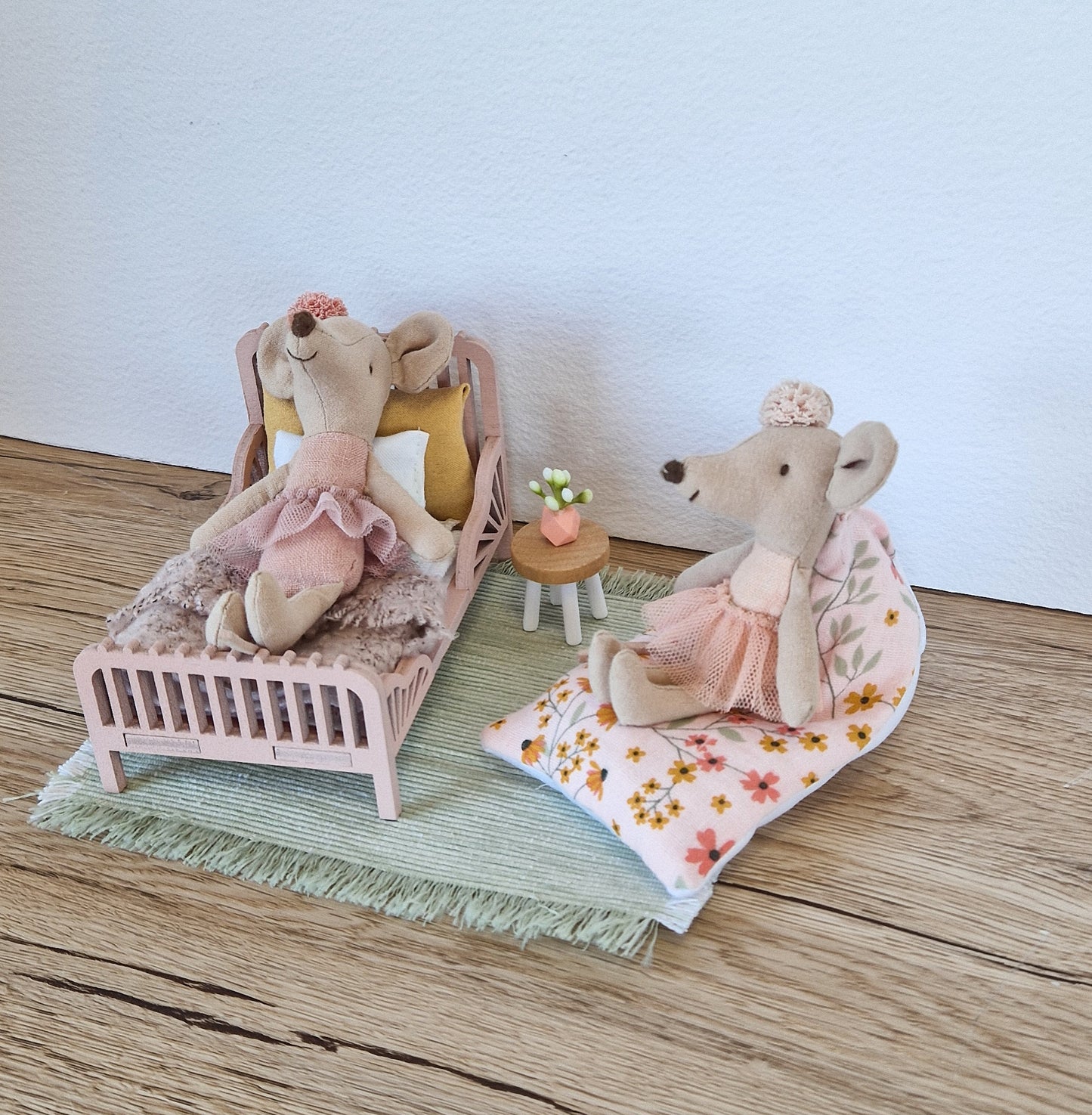 Dolhouse miniature kids room 1:12 scale furniture, Cozy Blush, miniature bed, bean bag (perfect for Maileg mouse)