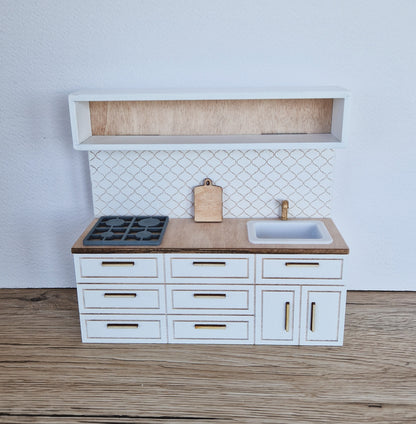 Miniature dollhouse kitchen, White, 1:12 scale, miniature furniture (perfect for Ikea dollhouse)