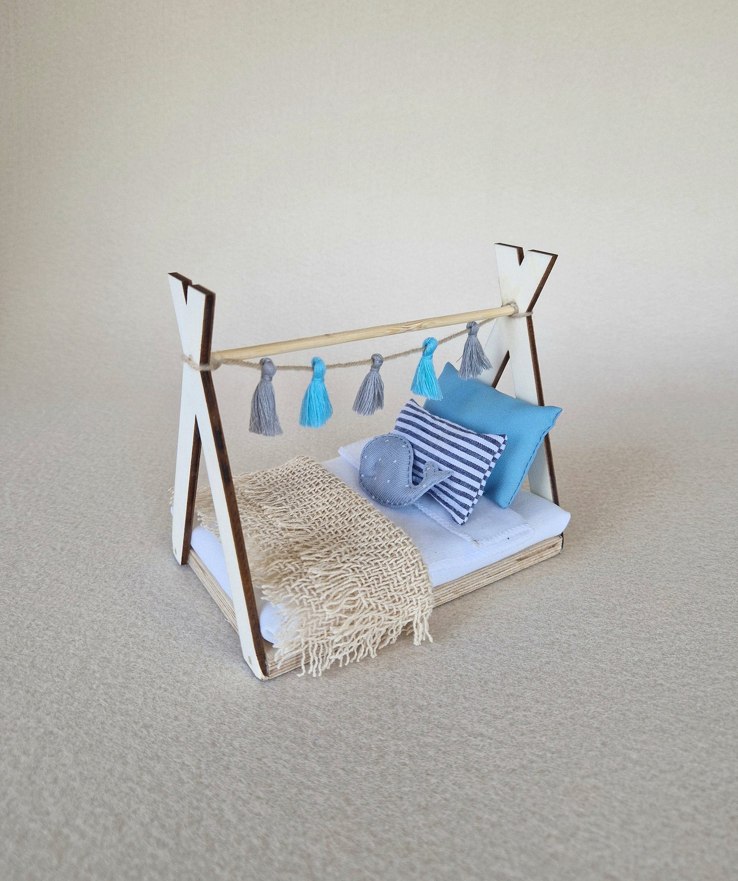 Dolhouse kids room set 1:12 scale, Soft Whisper, miniature furniture bundle, maileg mice (perfect for Ikea dollhouse)