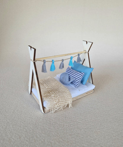 Dolhouse kids room set 1:12 scale, Soft Whisper, miniature furniture bundle, maileg mice (perfect for Ikea dollhouse)
