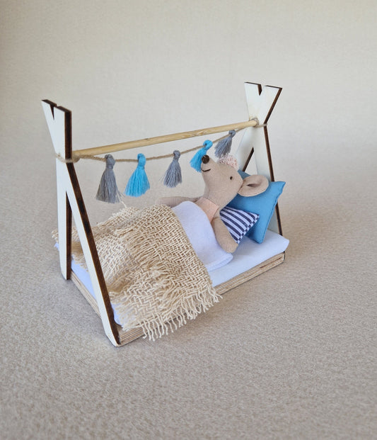 Dolhouse kids room set 1:12 scale, Soft Whisper, miniature furniture bundle, maileg mice (perfect for Ikea dollhouse)