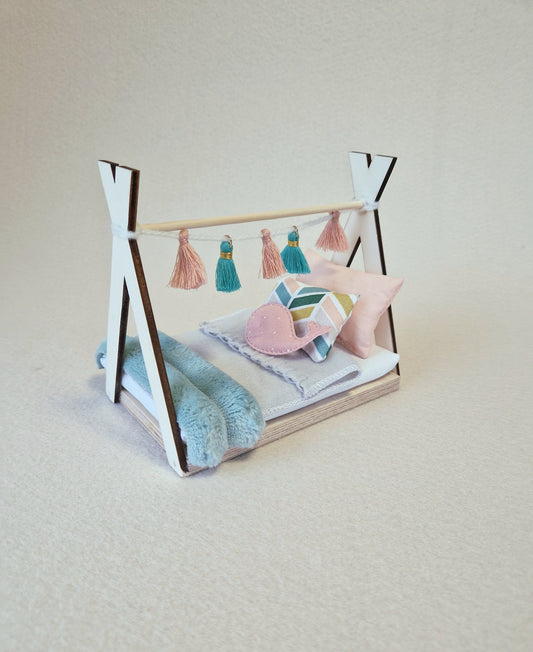 Dolhouse kids room set 1:12 scale, Vibrant Snuggle, miniature furniture bundle, maileg mice (perfect for Ikea dollhouse)