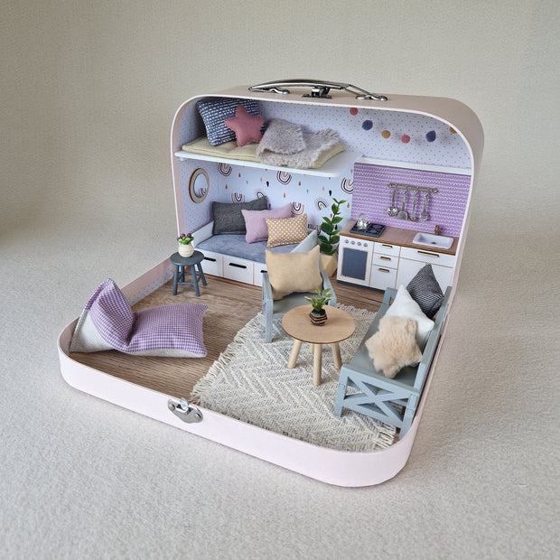 Lavender Haze – Medium Suitcase Dollhouse