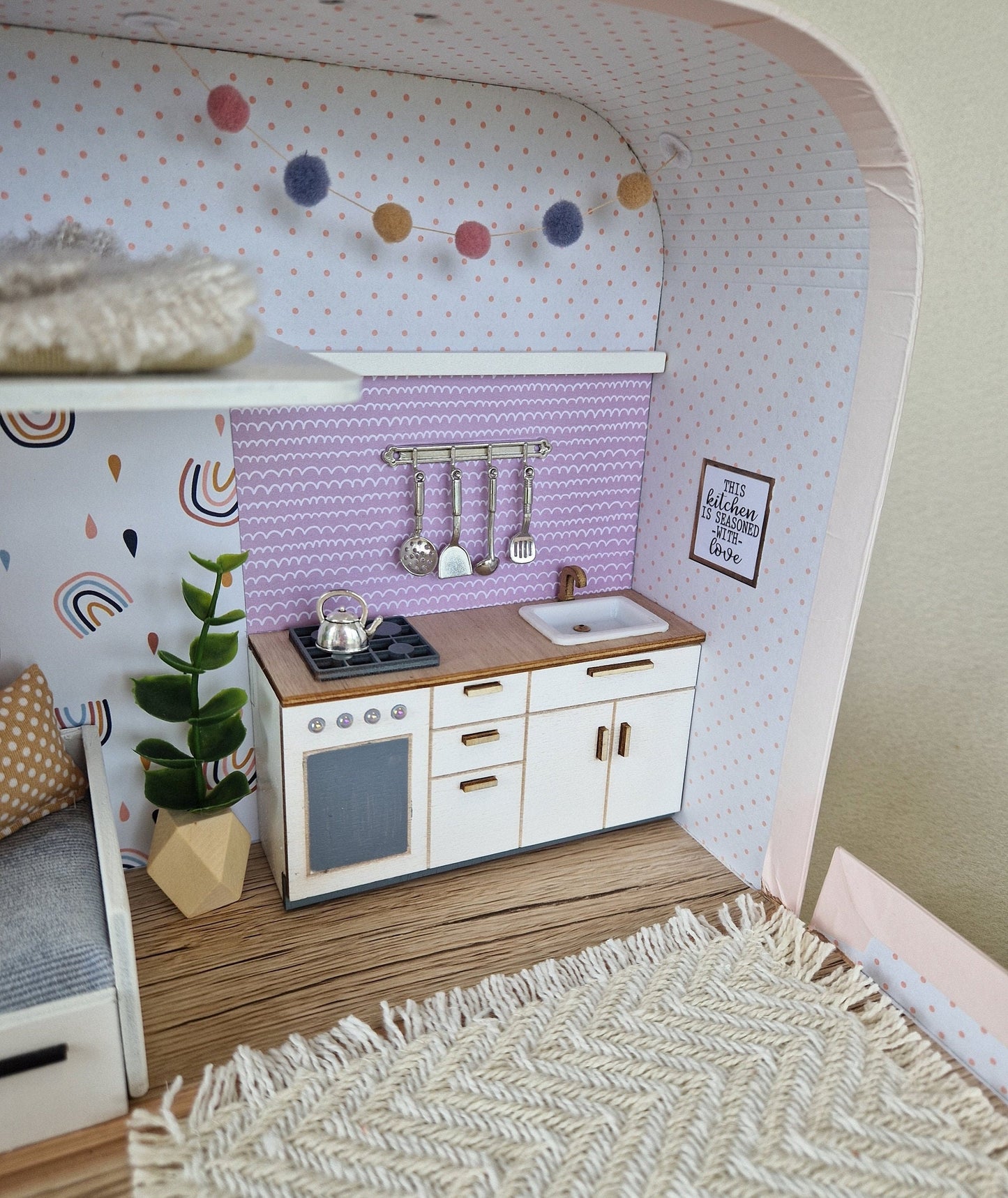 Medium Dollhouse in a Suitcase, Miniature furniture in 1:12 scale, Maileg mouse house