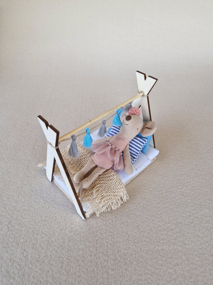 Dolhouse kids room set 1:12 scale, Soft Whisper, miniature furniture bundle, maileg mice (perfect for Ikea dollhouse)