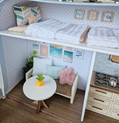Summer Large Dollhouse in a Suitcase, Miniature furniture in 1:12 scale, Maileg mouse house