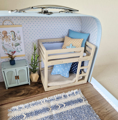 Small Dollhouse in a Suitcase , Dollhouse, Miniature furniture, 1:12 scale, Maileg mouse house