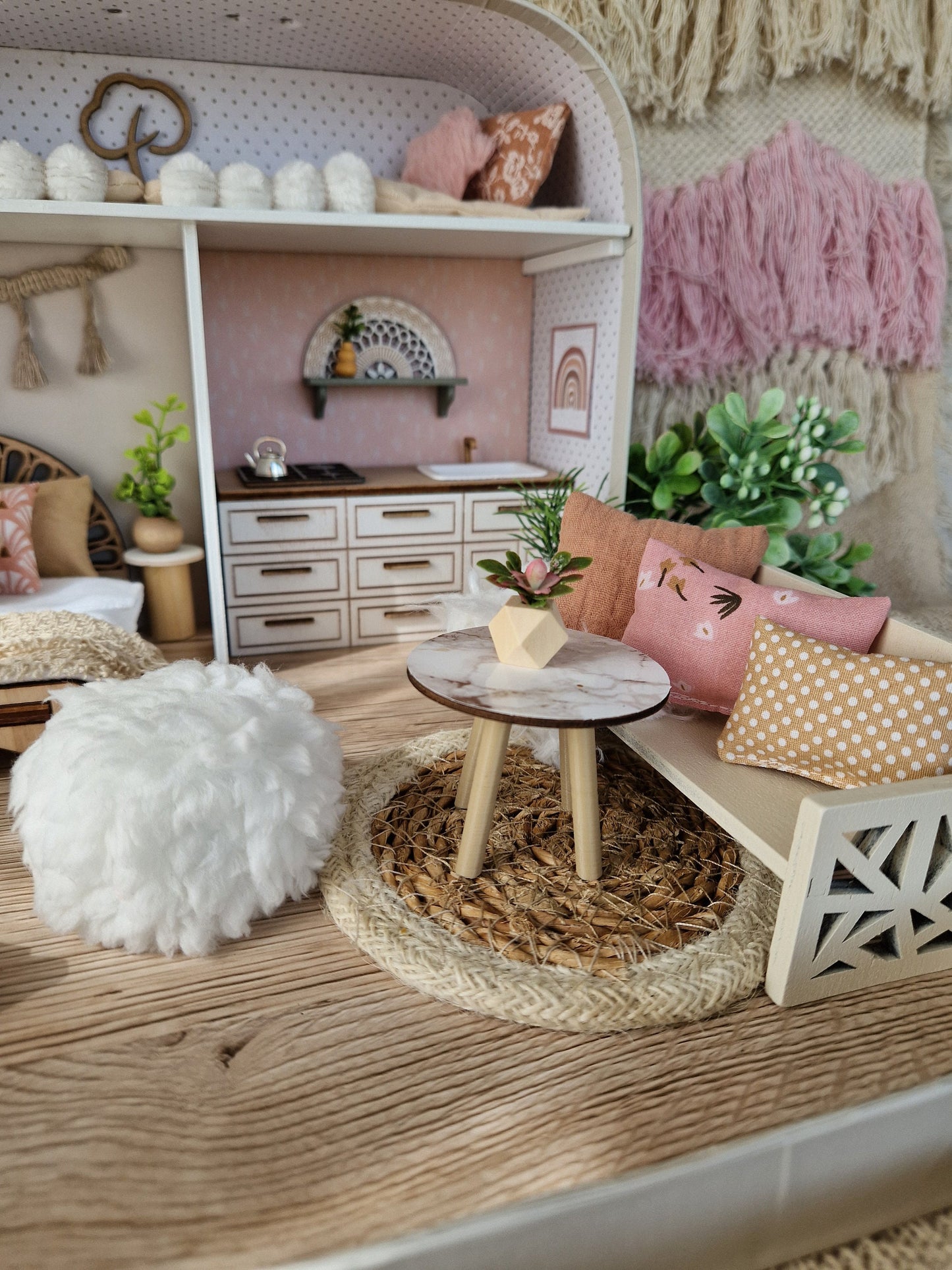 Bohemian Large Dollhouse in a Suitcase, Portable dollhouse suitcase, Maileg mouse house