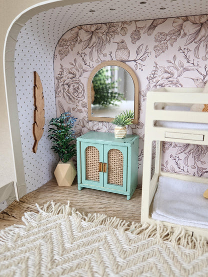 Small Dollhouse in a Suitcase ,Floral, Dollhouse, Miniature furniture, 1:12 scale, Maileg mouse house