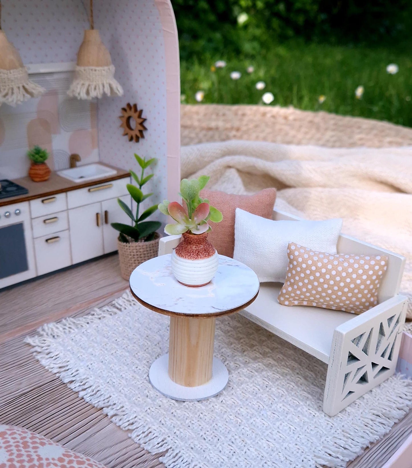 Bohemian Medium Dollhouse in a Suitcase, Miniature furniture in 1:12 scale, Maileg mouse house