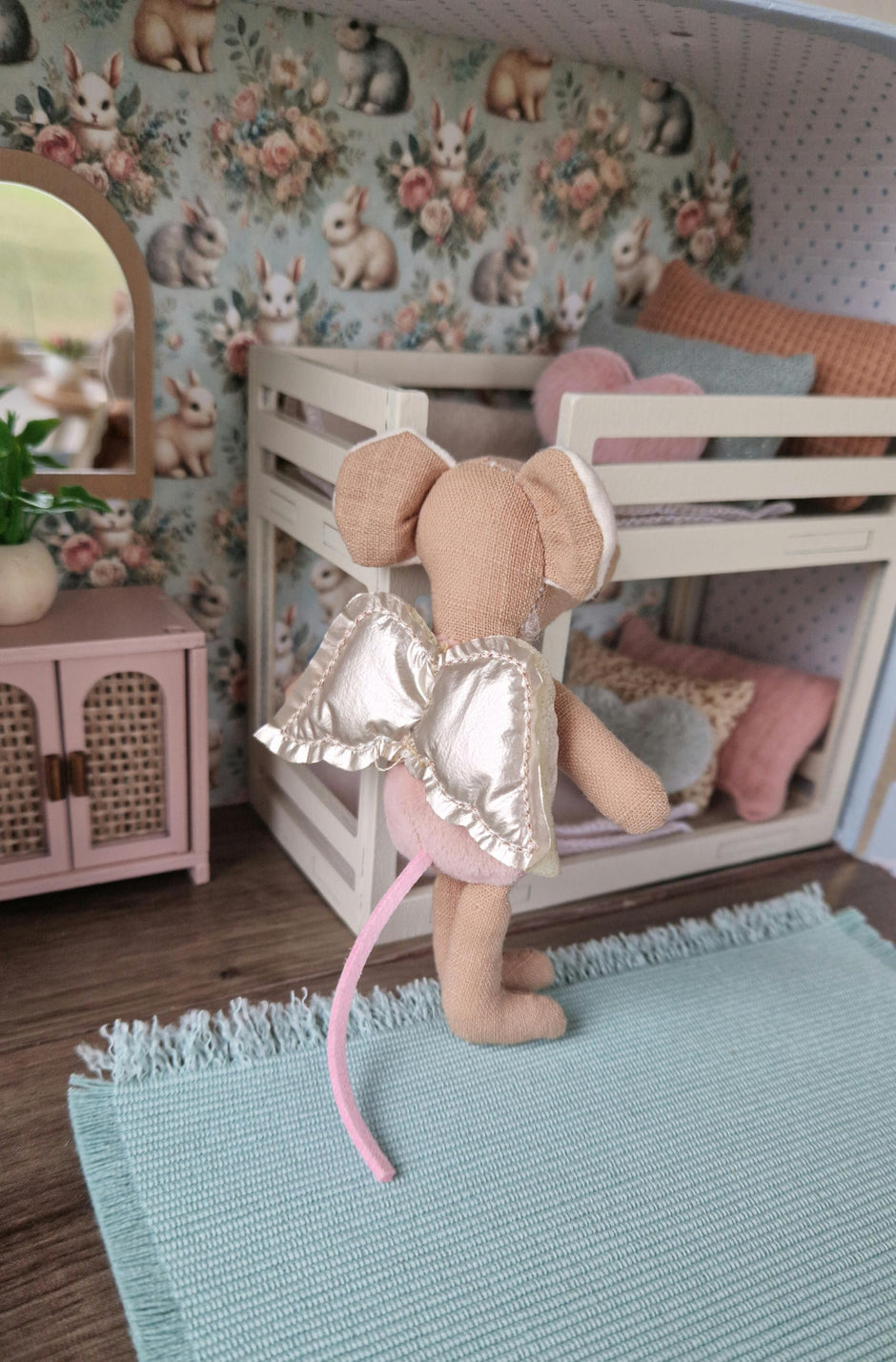 Small Fairy Mouse Doll with Wings, 11 cm, handmade fabric doll – photo 6
