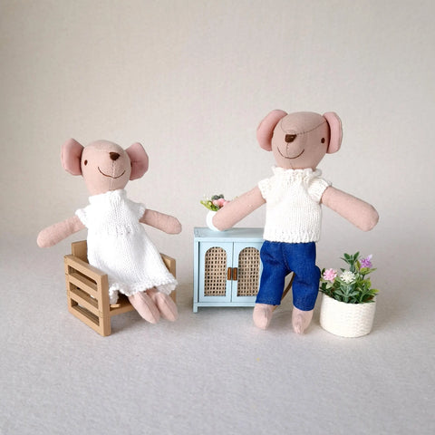 Mum and Dad Mouse Dolls – handmade fabric mice – photo 2