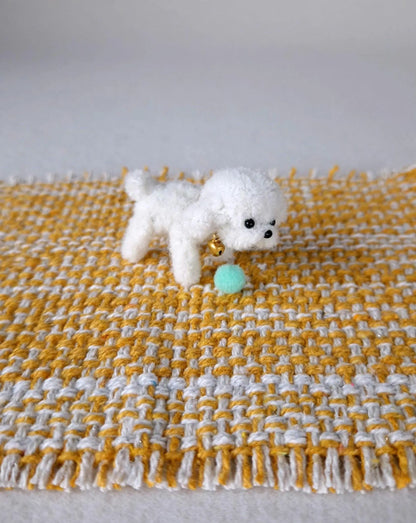 Miniature Rattan Doghouse with Tiny Plush Dog – Dollhouse Furniture