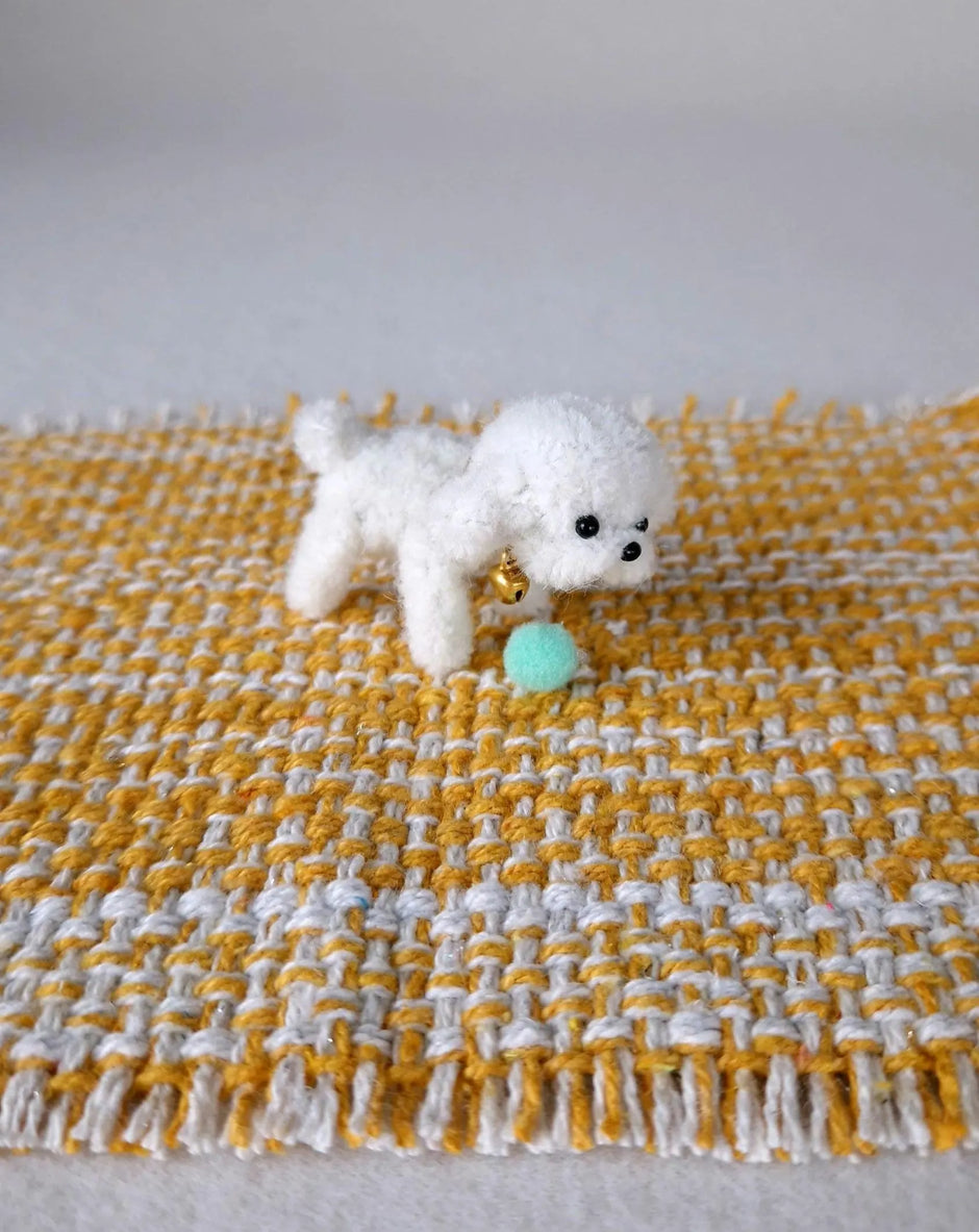 Miniature Rattan Doghouse with Tiny Plush Dog – Dollhouse Furniture