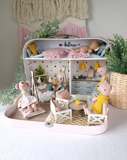 Cozy Pastel Home - Large Dollhouse in a Suitcase