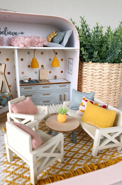 Cozy Pastel Home - Large Dollhouse in a Suitcase