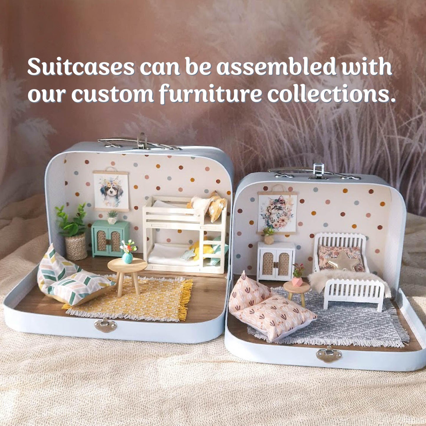 New-Empty Dollhouse Suitcases, Create your Own Miniature Dollhouse