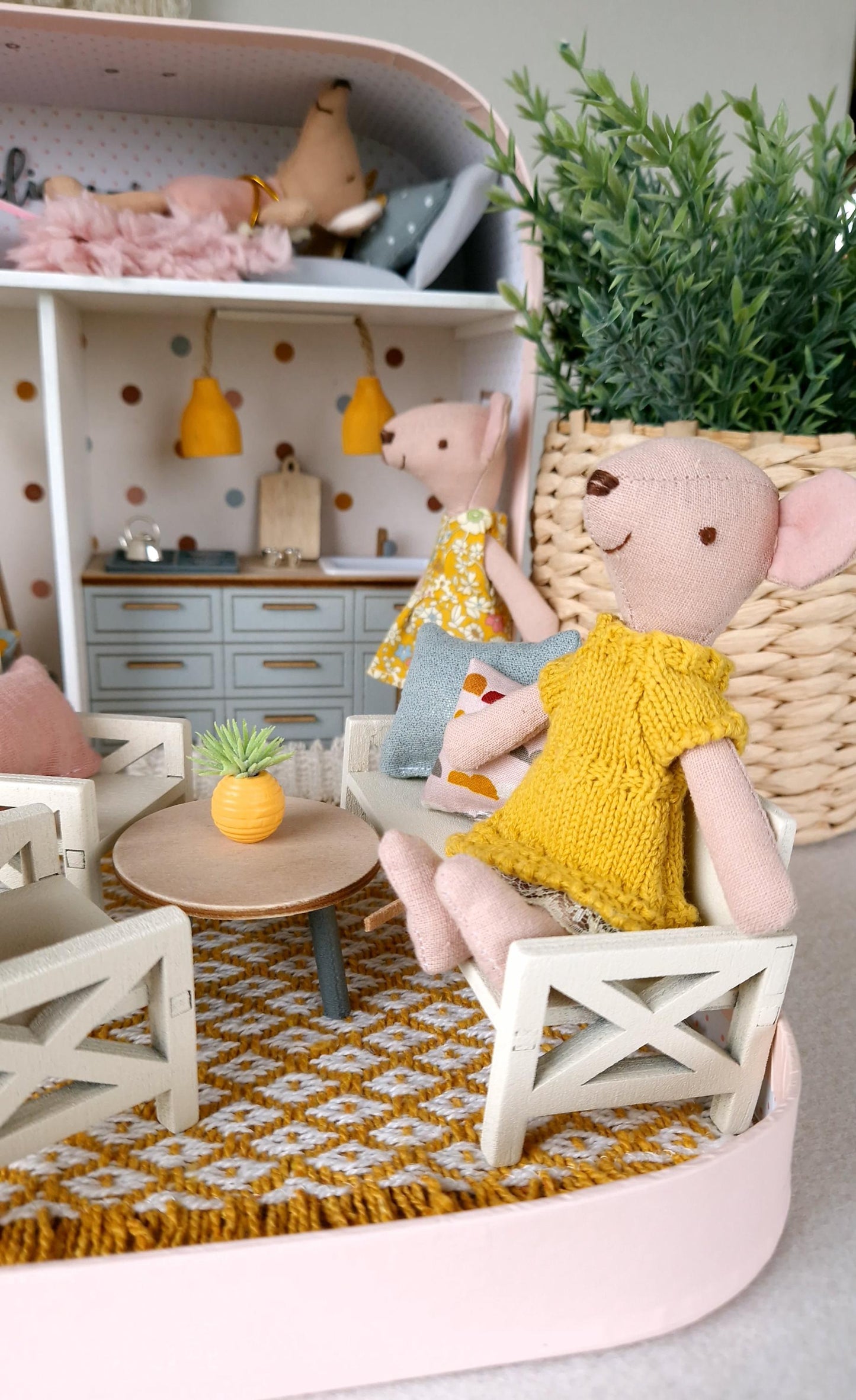 Cozy Pastel Home - Large Dollhouse in a Suitcase