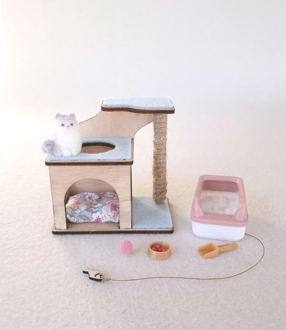 Miniature Cat House with Little Cat, 1:12 Scale, handmade – photo 10