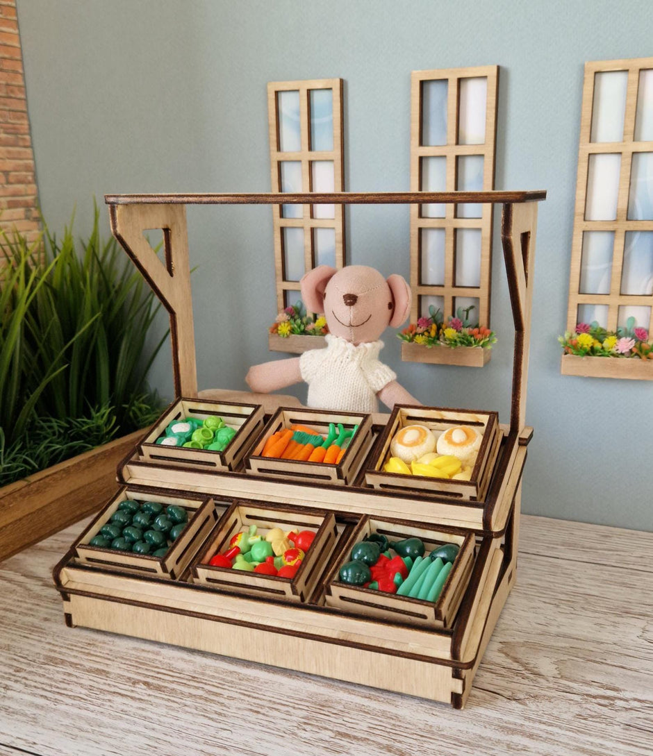 Selbstgebauter Miniatur-Bauernmarktstand
