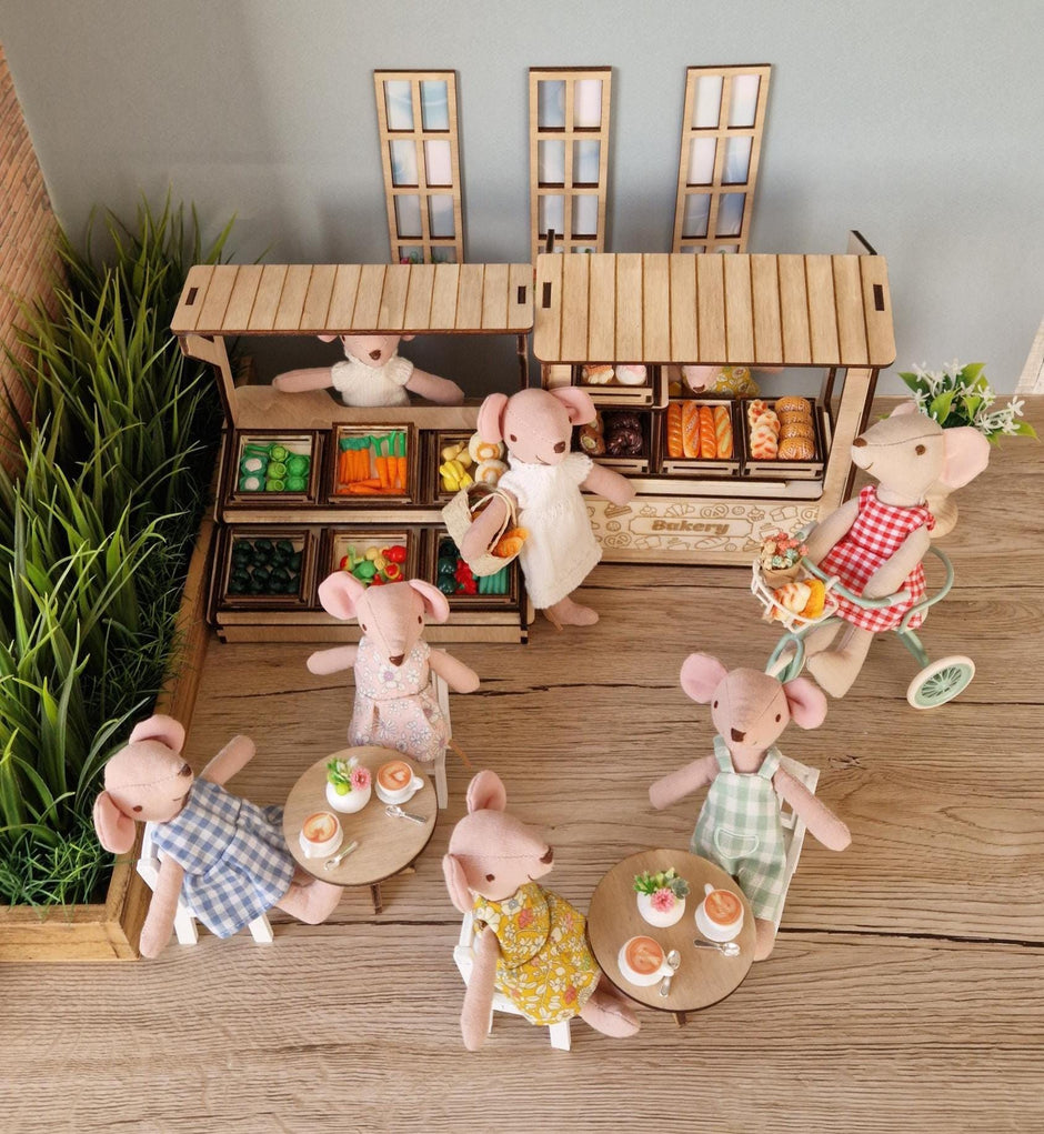 Miniatur-Bäckereistand zum Selberbauen – Möbel aus Holz (Maileg) & Rollenspielset