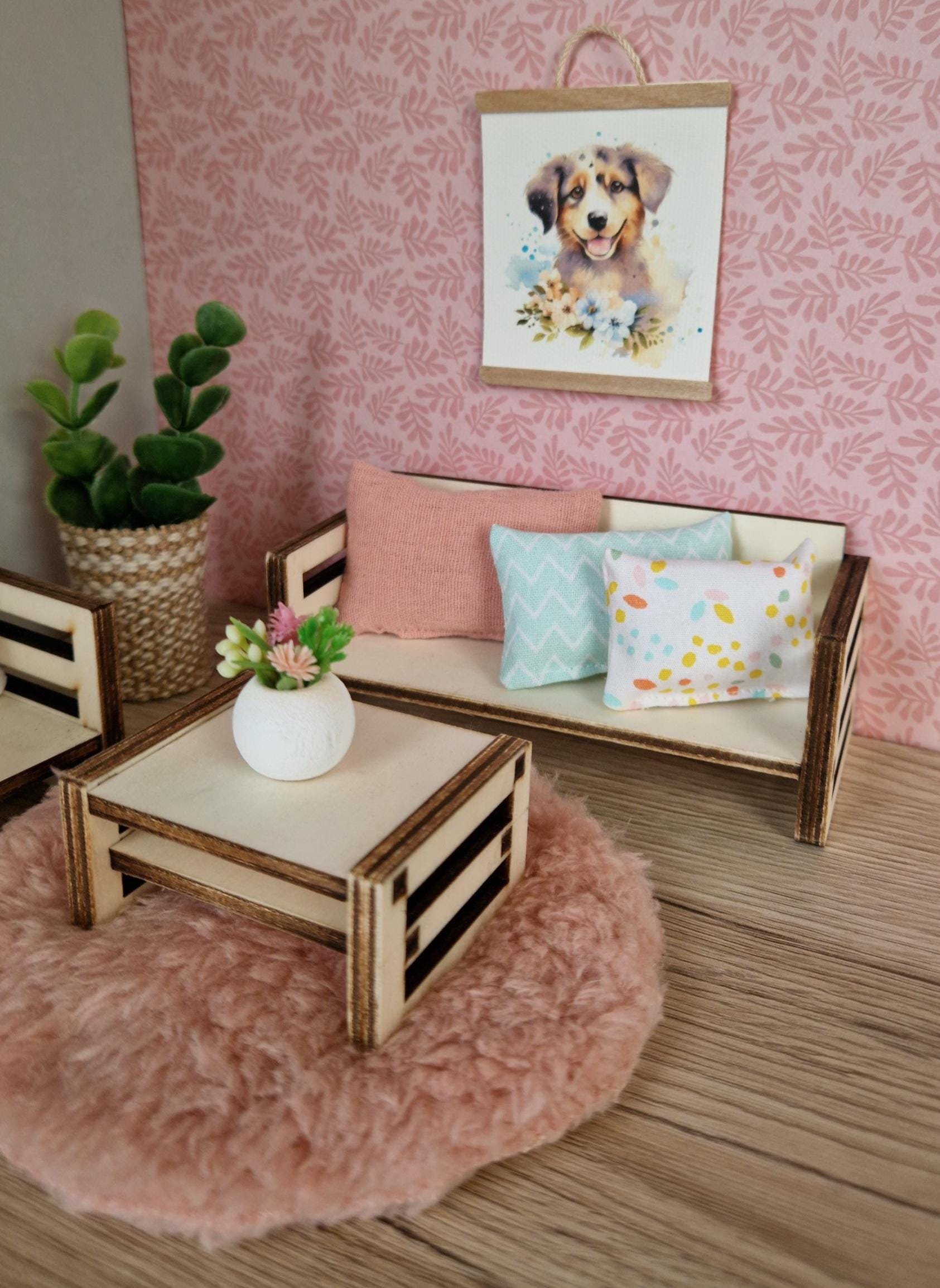 DIY Scandinavian Miniature Sofa Set – Modern Wooden Furniture for Maileg & Dollhouse Play