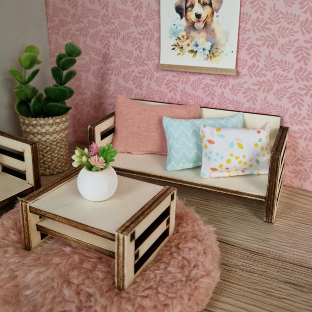DIY Scandinavian Miniature Sofa Set – Modern Wooden Furniture for Maileg & Dollhouse Play