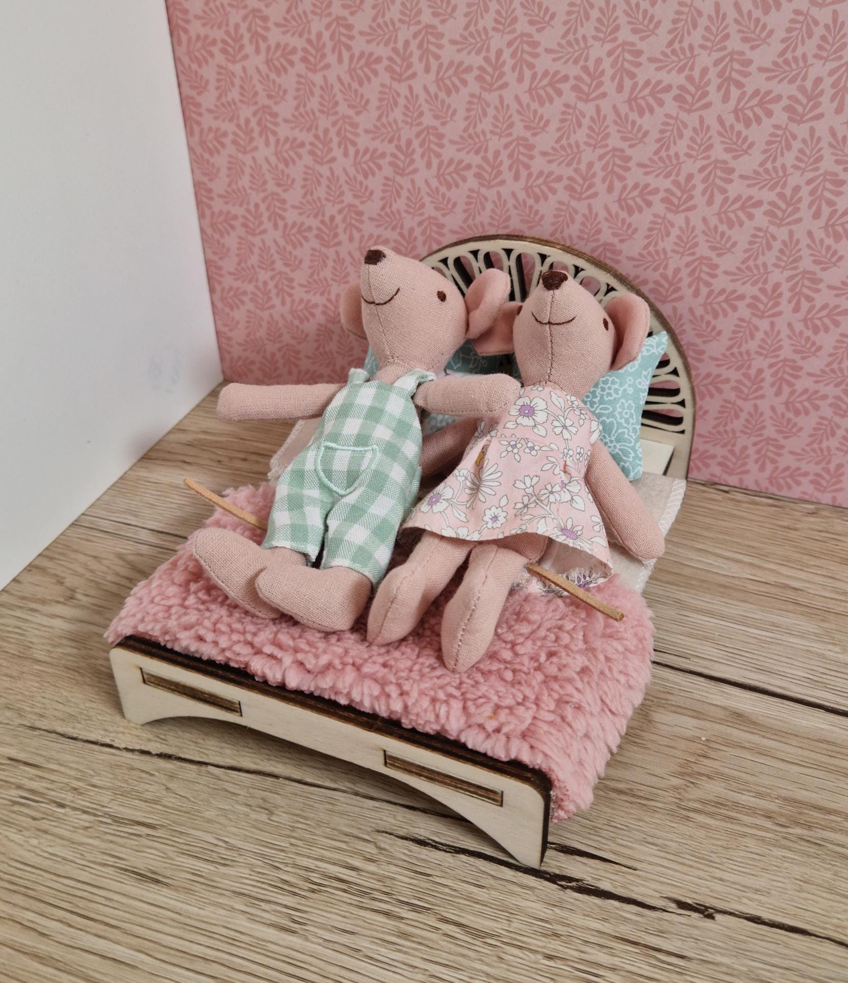 DIY Miniature Art Deco Bed – Wooden Doll Furniture for Maileg