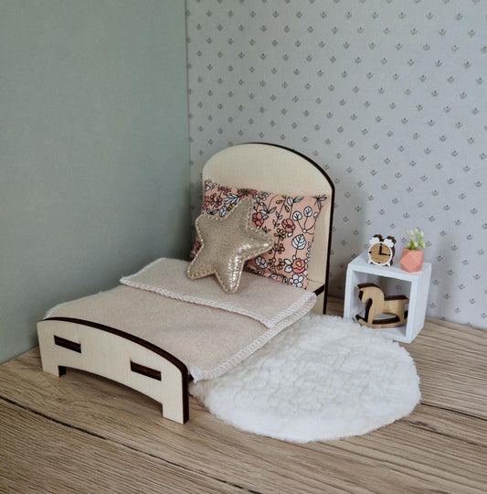 DIY Miniature Bed – Soft Curves & Cozy Simplicity