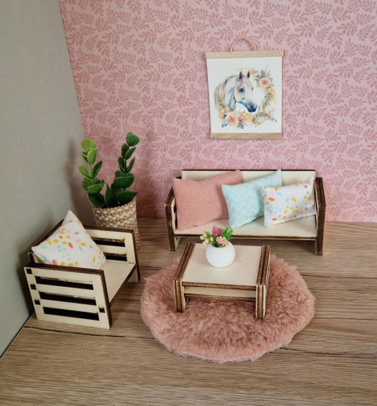 DIY Scandinavian Miniature Sofa Set – Modern Wooden Furniture for Maileg & Dollhouse Play
