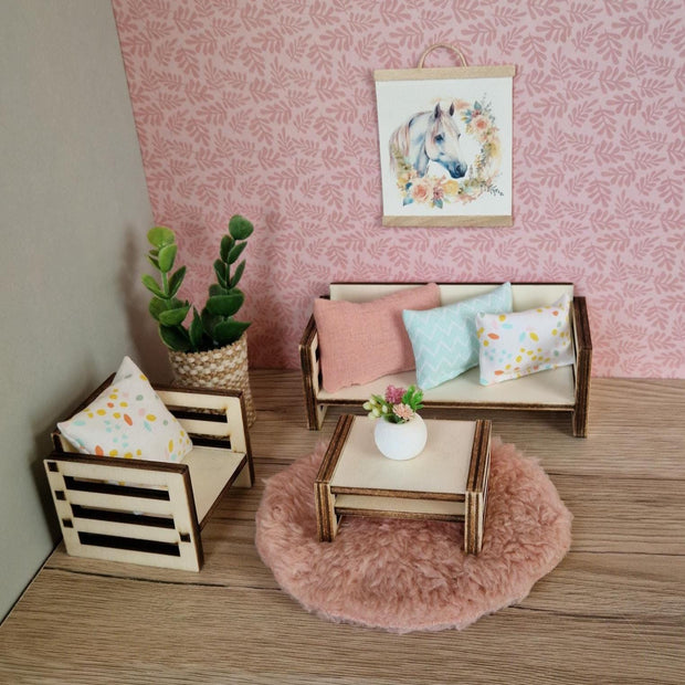 DIY Scandinavian Miniature Sofa Set – Modern Wooden Furniture for Maileg & Dollhouse Play