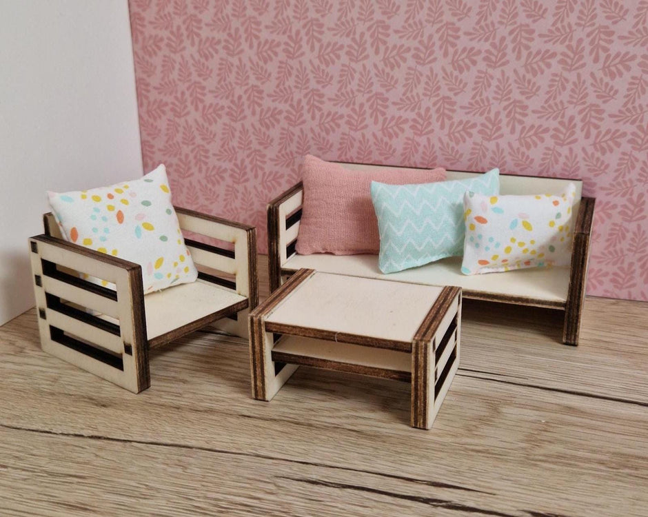 DIY Scandinavian Miniature Sofa Set – Modern Wooden Furniture for Maileg & Dollhouse Play
