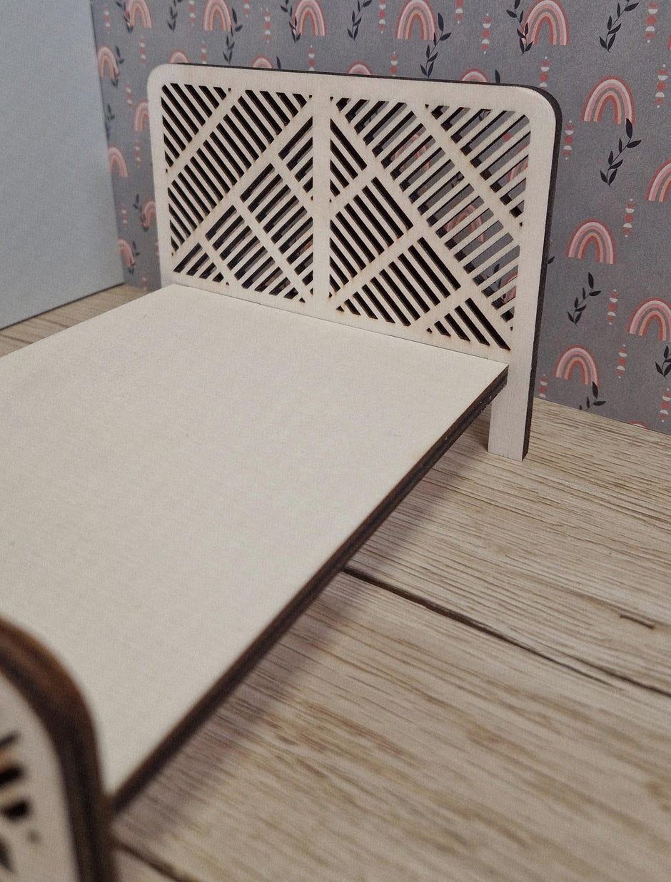 DIY Diagonal Bed – Miniature Wooden Dollhouse Bed