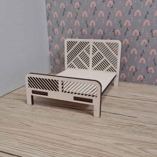 DIY Diagonal Bed – Miniature Wooden Dollhouse Bed