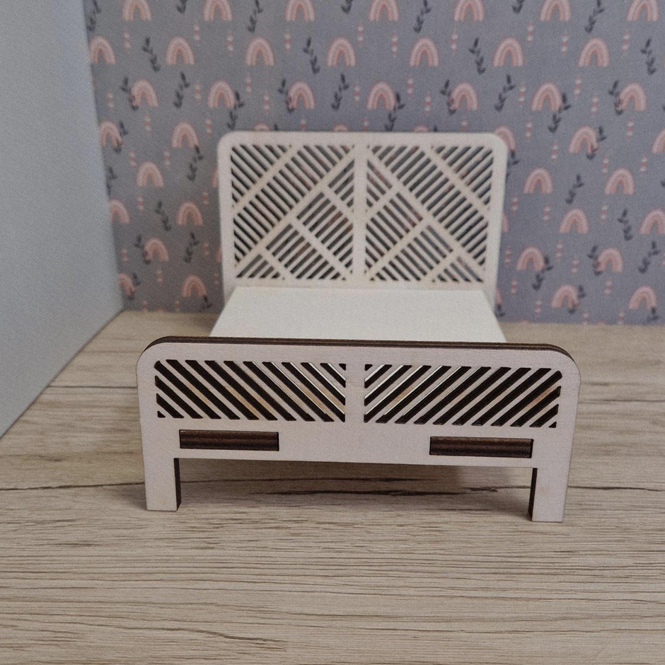 DIY Diagonal Bed – Miniature Wooden Dollhouse Bed