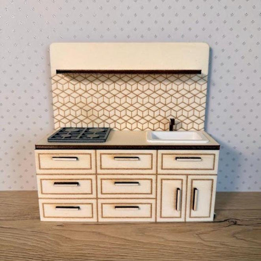 DIY Geometric Miniature Kitchen – Modern Minimal Dollhouse Furniture